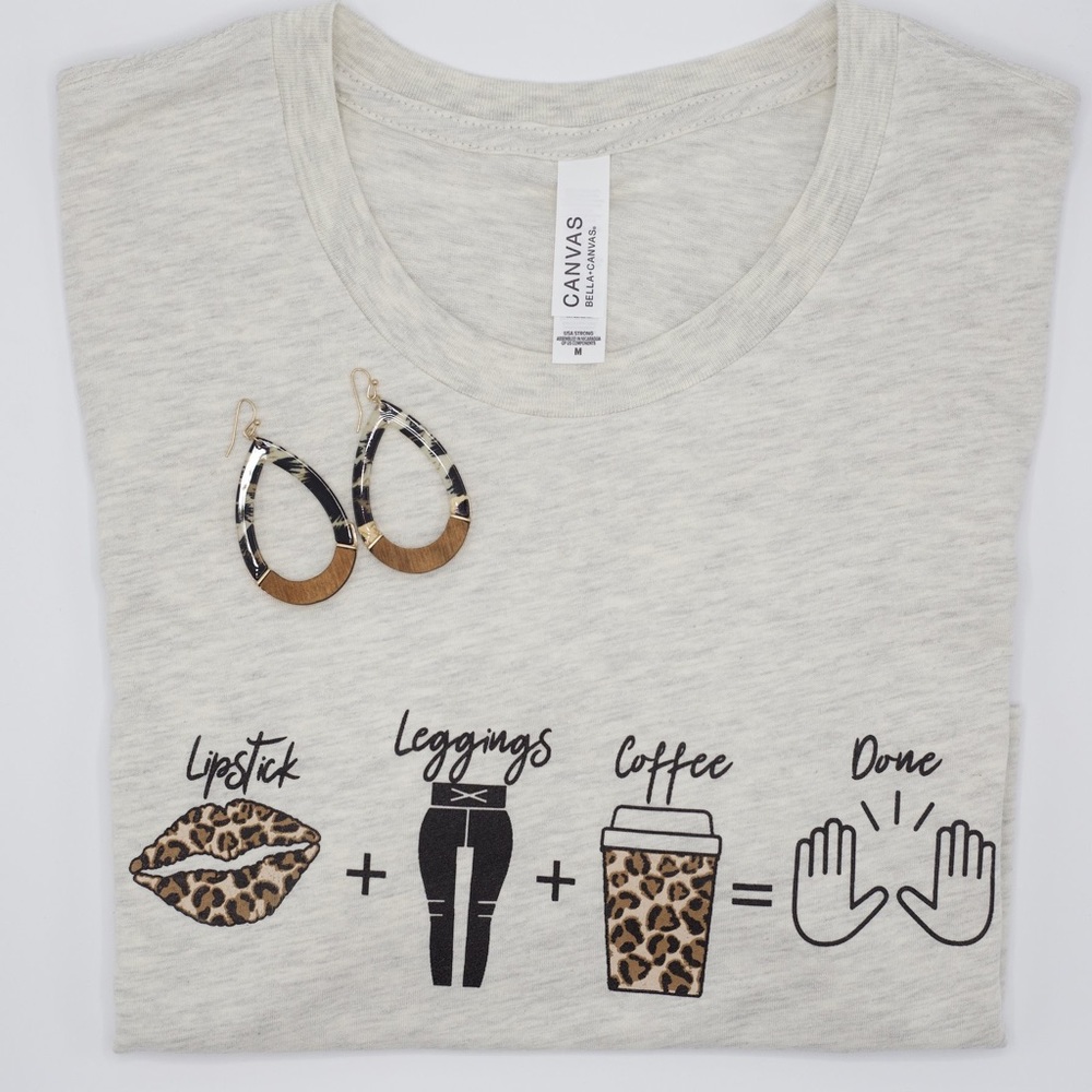 Lipstick+Leggings+Coffee Tee(EXCLUDES EARRINGS)